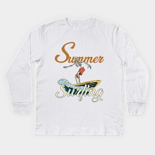 Summer Surfing Kids Long Sleeve T-Shirt